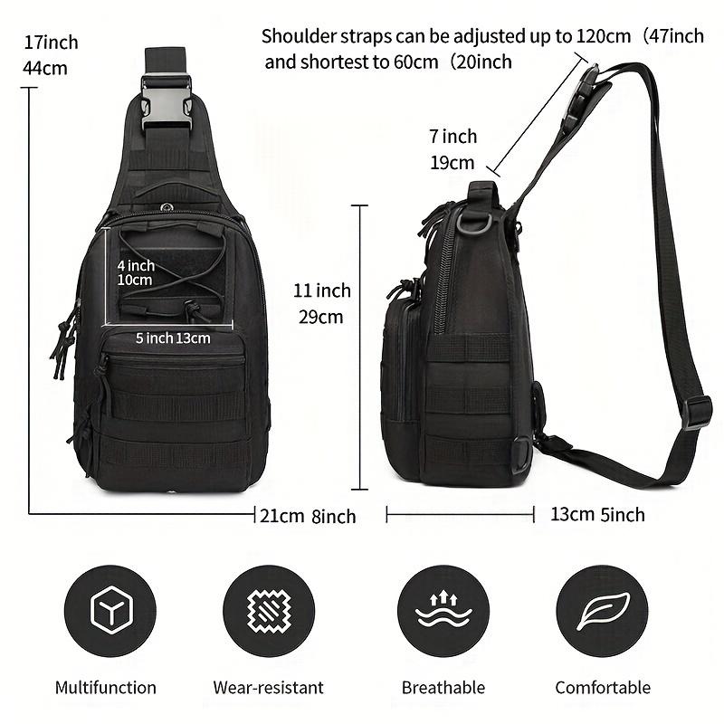 Tactical chest bag,crossbody bag, large-capacity shoulder bag, Molle system,EDC, 1000D Oxford cloth, wear-resistant, waterproof, men's and women's sling bag, suitable for outdoor sports, hiking, camping and daily use Tactical chest bag,crossbody bag, large-capacity shoulder bag, Molle system,EDC, 1000D Oxford cloth, wear-resistant, waterproof, men's and women's sling bag, suitable for outdoor sports, hiking, camping and daily use