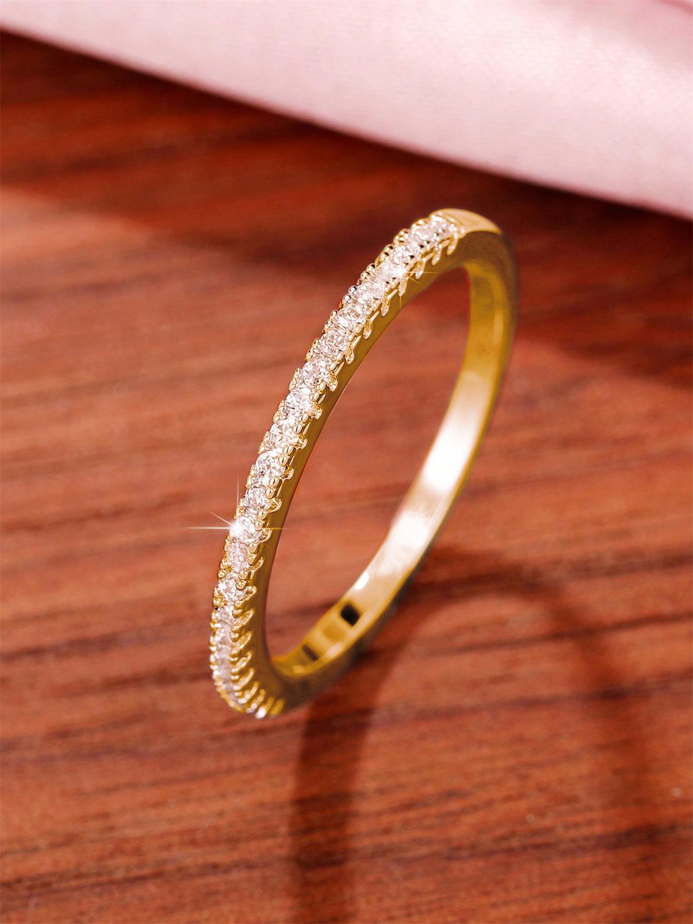 Elegant Women's Zircon Ring, Synthetic Zircon Rings, Artificial Sparkling Zircon Inlay, Casual Copper Jewelry Gift for Wedding Party, All Season Fashion Accessory, Simple Design for Her