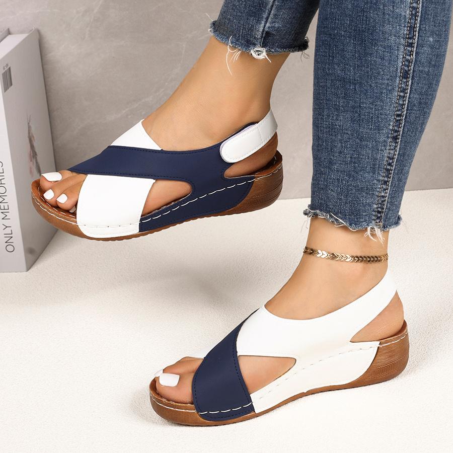 Women's Color Block Thick-Soled Sandals, Versatile Open-Toe Classic Summer Shoes, Women Shoes