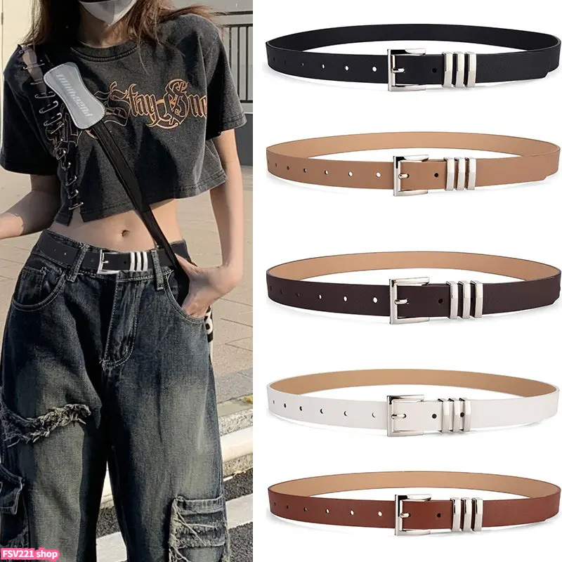 Women's Casual Belt, Solid White Synthetic Leather with a Vintage Pin Buckle for Daily Outfits and Dresses, Casual Dress Belt, Waist Belt