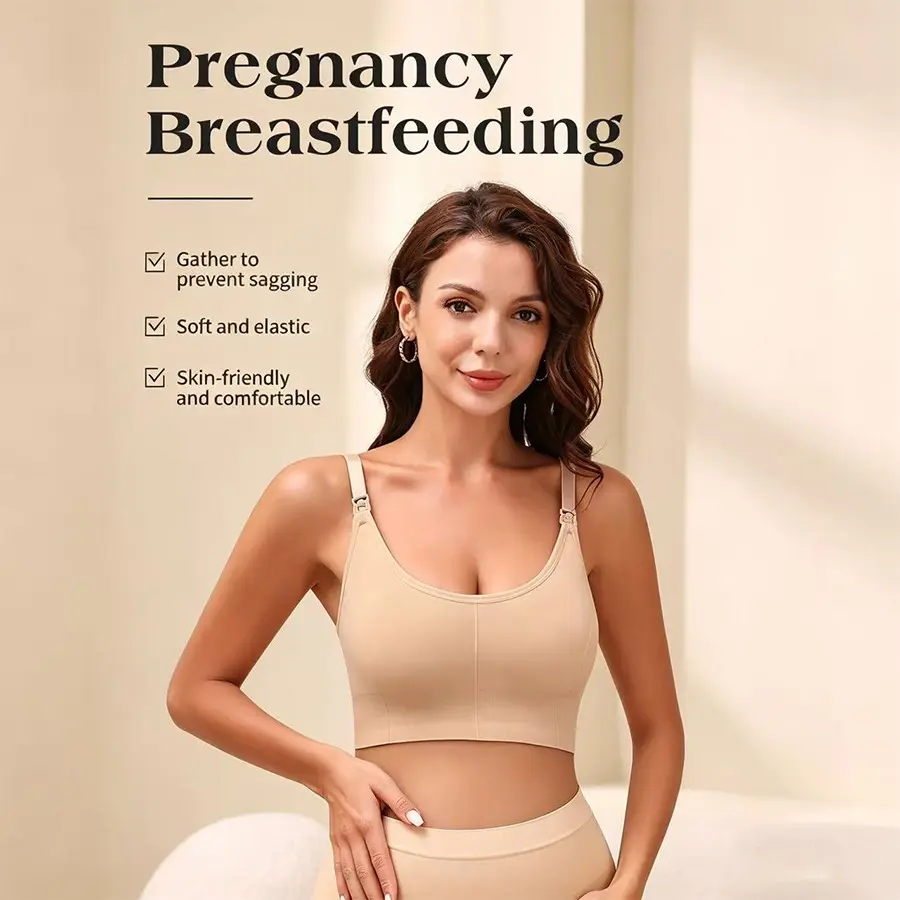 Seamless Wireless Nursing Bra, Comfortable Backless Design, Pregnancy & Lactation Support, No Pads, Anti-Sagging, Stylish & Practical, Maternity Bra