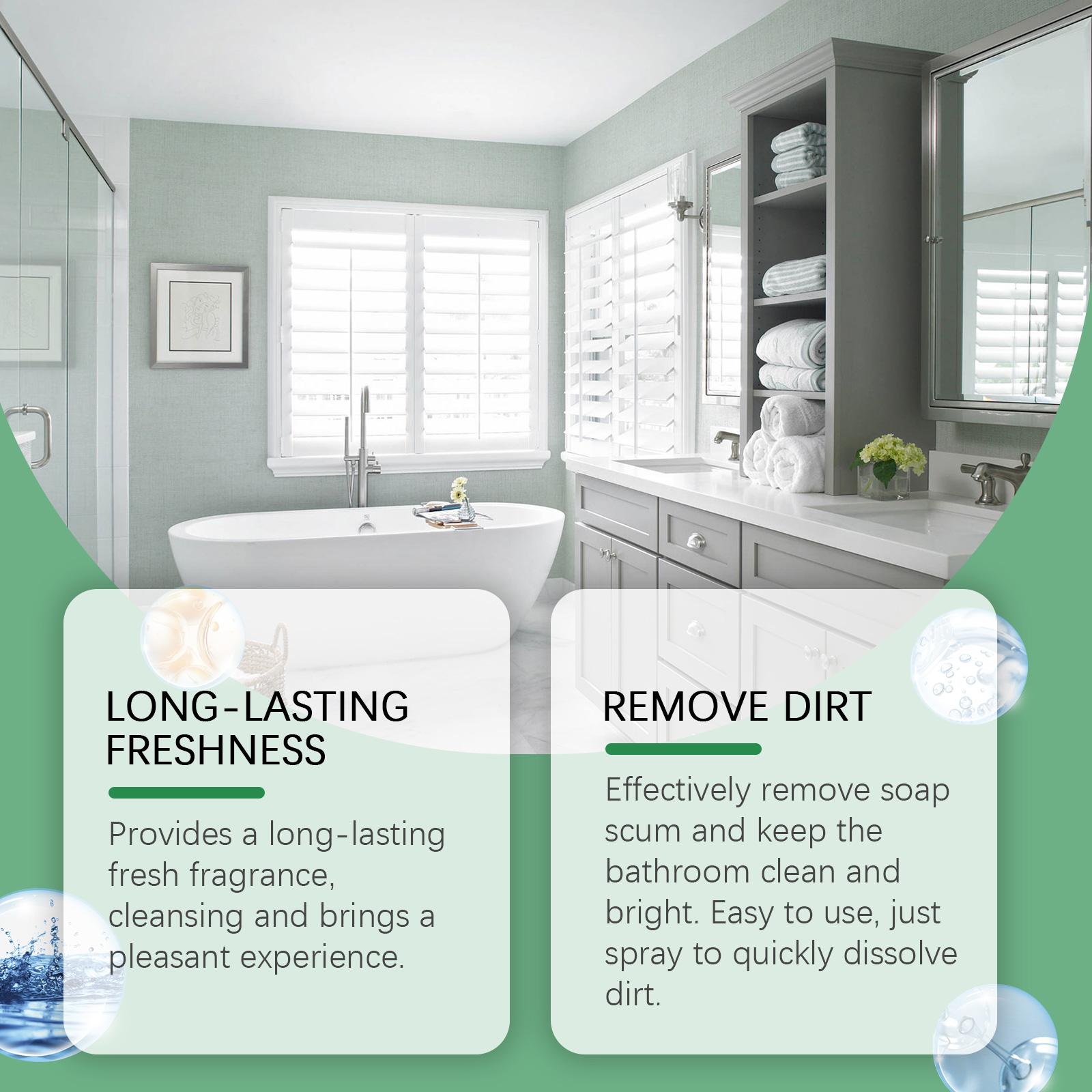 Bathroom Cleaner for Toilet Shower Walls Tile Hard Water Stain Remover Soap Scum Eliminator Fast Acting Powerful Heavy Duty Foaming Spray All Purpose