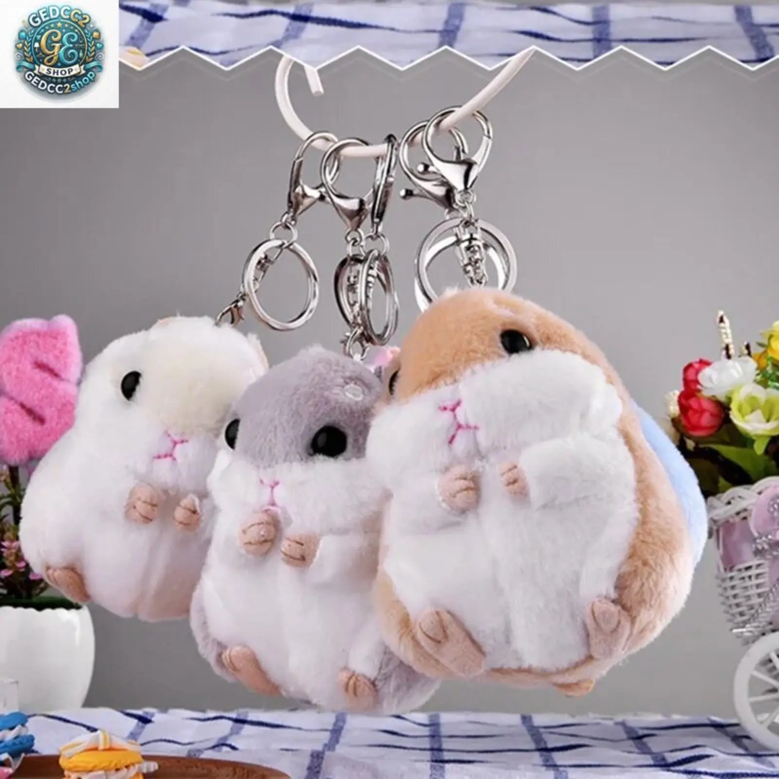 Cute Hamster Plush Keychain, Chubby Animal Bag Charm for Handbags, Backpacks & Purses, Adorable Gift Accessory