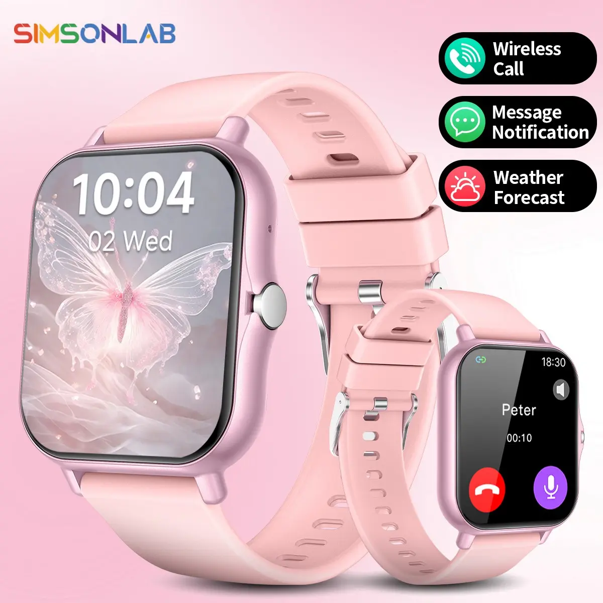 SIMSONLAB Multifunctional Touchscreen Smart watch,Fitness Tracker,Wireless Calling, Pedometer,Fashionable Digital Watch with Multiple Sports Modes and Message Alerts Function,Sports Smartwatches,Compatible with iPhone Android,for Women and Men,for Kids