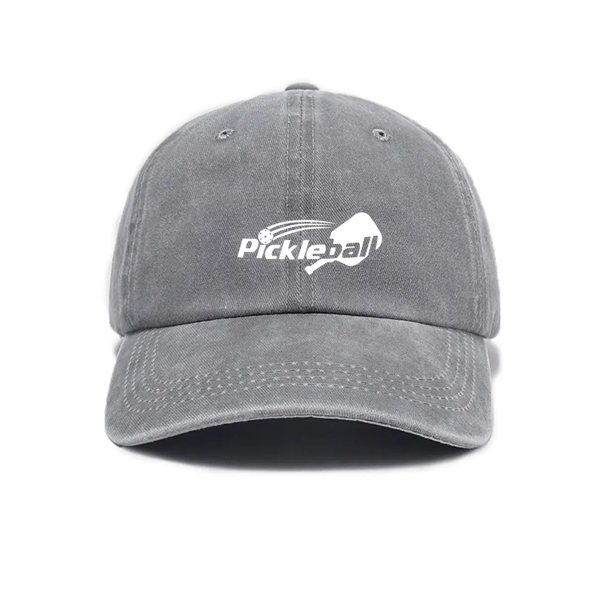 Grey Baseball Cap Pickleball Paddle Graphic Printed Washed Cotton Vintage Unisex Dad Hat Trendy Sports Fashion Casual Streetwear Outdoor Adjustable Sun Trucker Hat Everyday Court Active Wear Travel Gift For Men Women