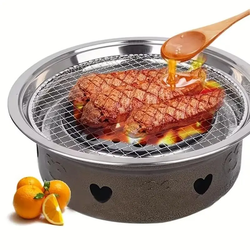 Stainless Steel BBQ Grill Rack, Non-Stick Round Grilling Grid, Stackable Design, Ideal for Outdoor Camping, Essential BBQ Tools & Equipment, Outdoor BBQ Utensils