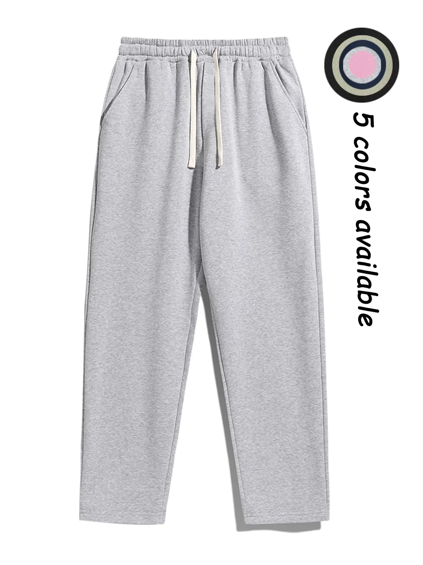 Men's Solid Color Fleece-Lined Casual Pants, Knitted Sports Pants, Fitted Jogging Pants, Athleisure Bottoms, suitable for daily wear, street casual occasions and outdoor activities, Men's Fleece Athletic Jogger Pants