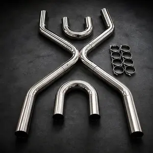 ARCH 3 Inch Universal Exhaust Pipe Kit T304 Stainless Steel Mandrel Bent X Pipe for LS Engine Swap Camaro Chevelle Silverado Nova C10 LS1 LS2 LS3 LS6 LS7 4.8L 5.3L 5.7L 6.0L 6.2L Steel Gray, Steel Gray Color Options, Stainless Steel Material