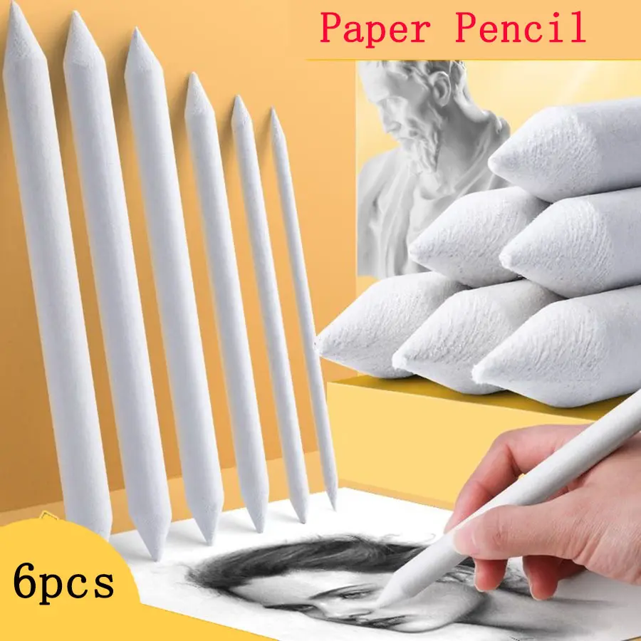 6pcs Blending Stumps Paper for Art Blenders Sandpaper Pencil for Artist Charcoal Sketch Drawing Tools High Gloss Smudging for Art Painting Roll Paper Pen