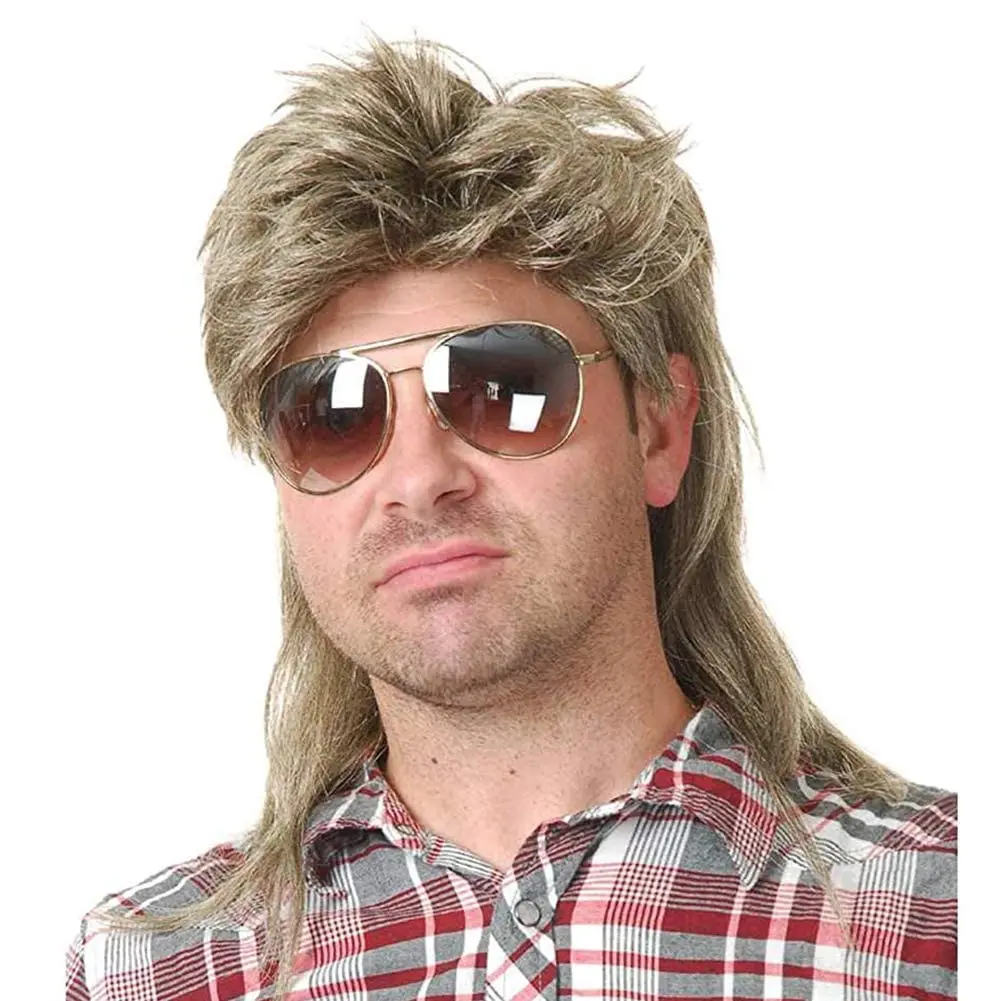 Mullet Wigs for Men 80s Costumes Fancy Party Accessory  Halloween Hair Wig (Blonde)