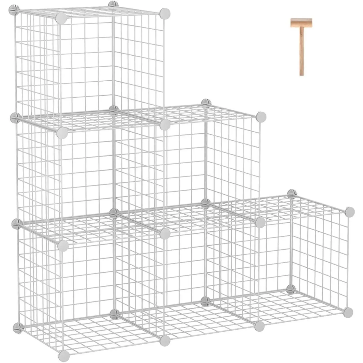 Wire Cube Storage, 6-Cube Organizer Metal C Grids, Modular Shelves Units, Storage Bins Shelving, Closet Organizer Ideal for Home, Office, Living Room, 36.6”L x 12.4”W x 36.6”H White
