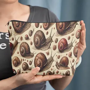 cosmetic bag 1pc, Snail Collection Pattern, Zipper closure, unisex, travel/daily storage bag, lightweight and machine washable, stylish toiletry bag, perfect for Valentine's Day, New Year's, or birthday gifts.
