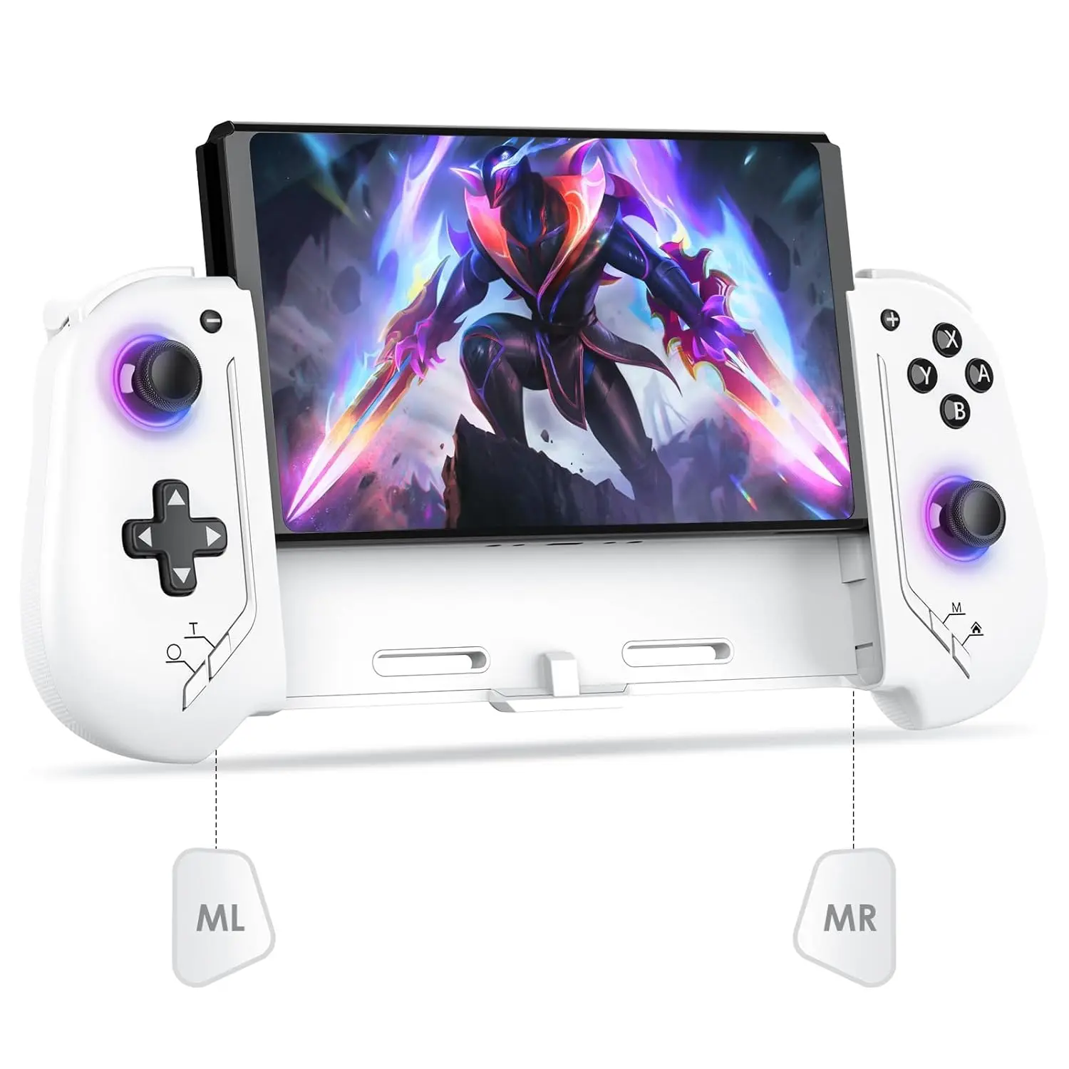 Controllers Compatible with  /OLED, Hall Effect - Controllers with 6-Axis Gyro, Motion Control, Wake-up,  Vibration, Turbo, 1000mAh , White