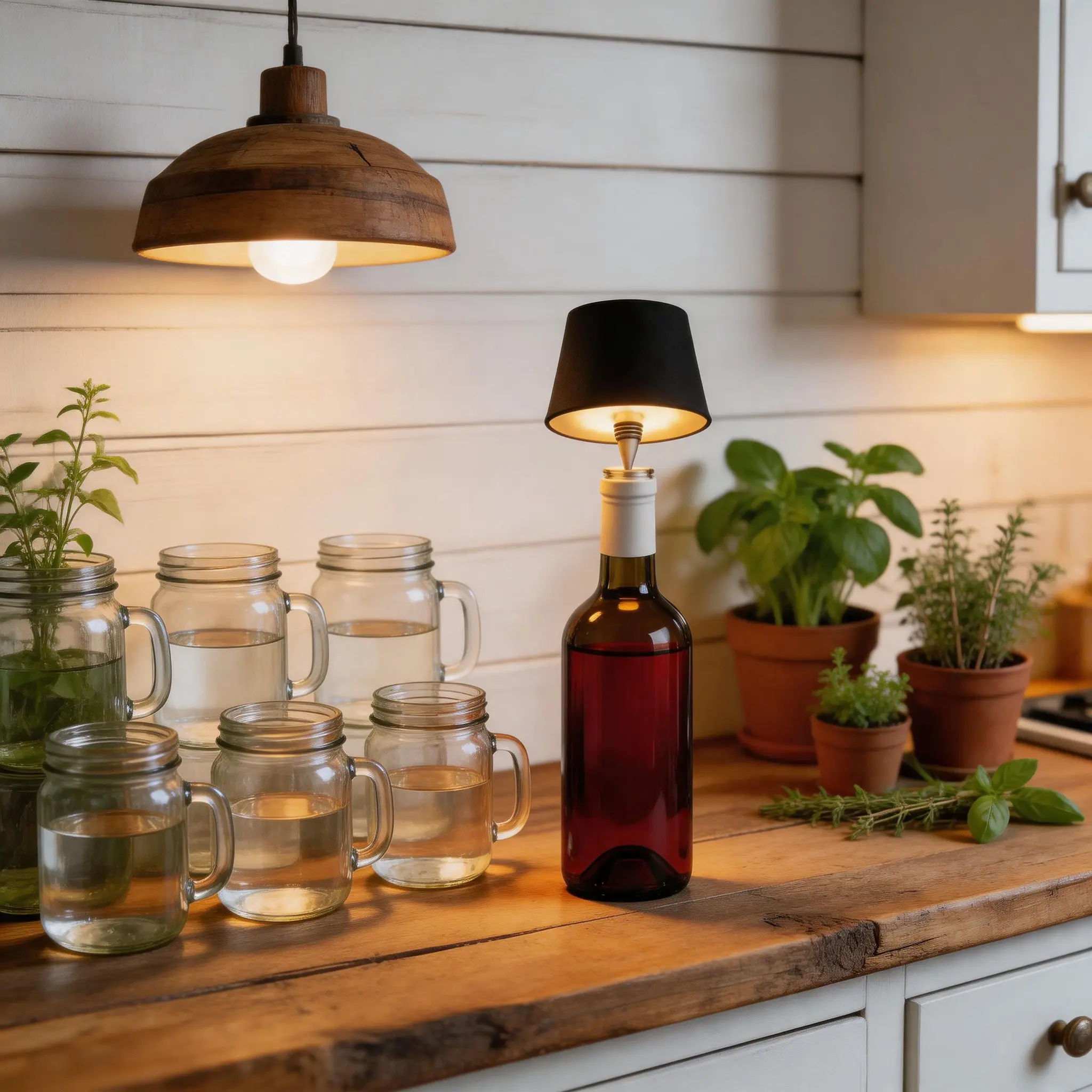 Wireless Wine Bottle LED Light USB Rechargeable Adjustable Brightness for Bedroom Dining Bar Customizable LED Lamp