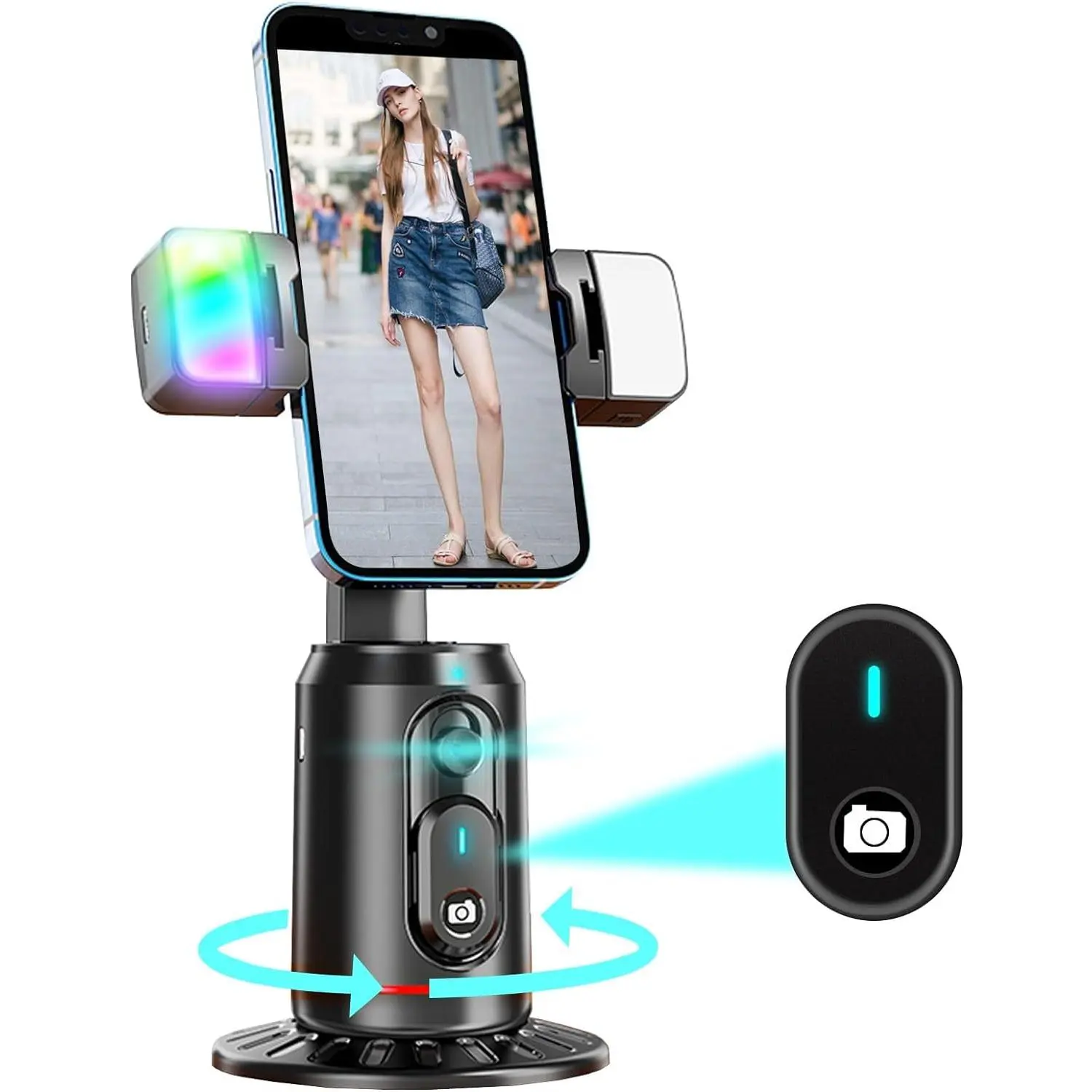 Auto   Tripod, 360? AI   Phone Holder with Remote, No App, Phone Stand for  & Android, Rechargeable Tripod for Video Recording, Live Streaming, , Vlog