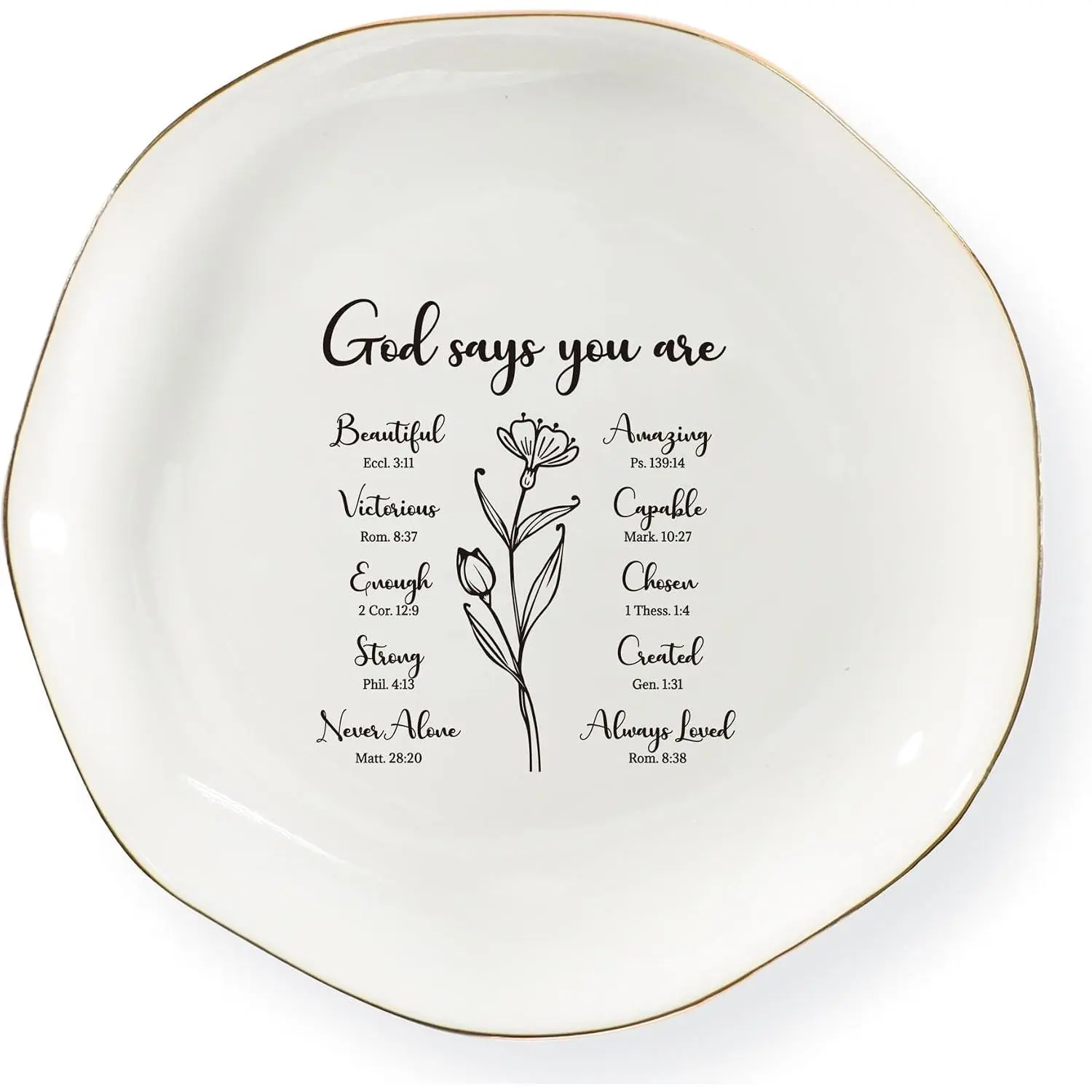 Christian Women's  Dish Tray, 'God Says You are' , White, Glazed Ceramic, Square, 4.5" x 4.5", Religious, Washable, Valentine's Day, Birthday, Christmas, Thanksgiving