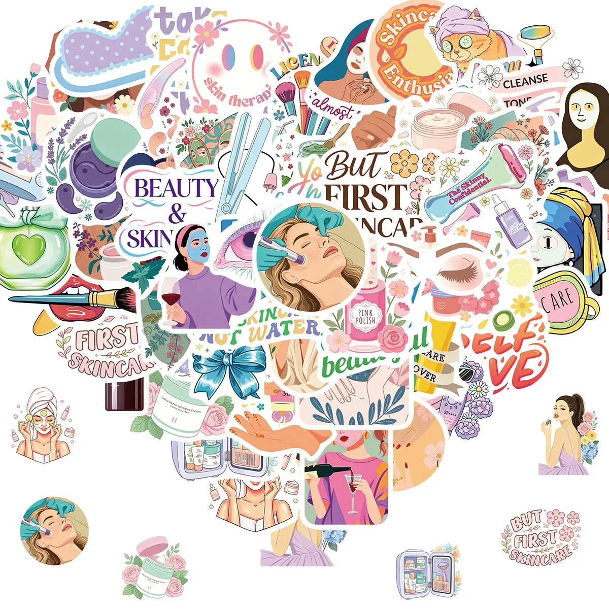 50 Pcs Esthetician Stickers for Laptop, Skincare Stickers, Esthetician Party Supplies, Gifts for Women & Men, Perfect Birthday Present