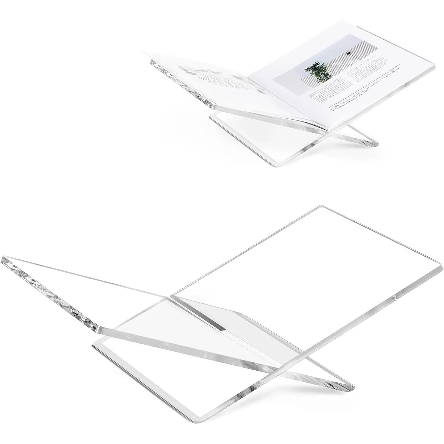 Acrylic Book Stands for Display, 15.8 x 9.5 x 4.3 in Open Bookstand, Coffee Table Book Stand, Display Easel for Quran, Magazine, Art, Cook Book, Bible, Textbooks - Clear