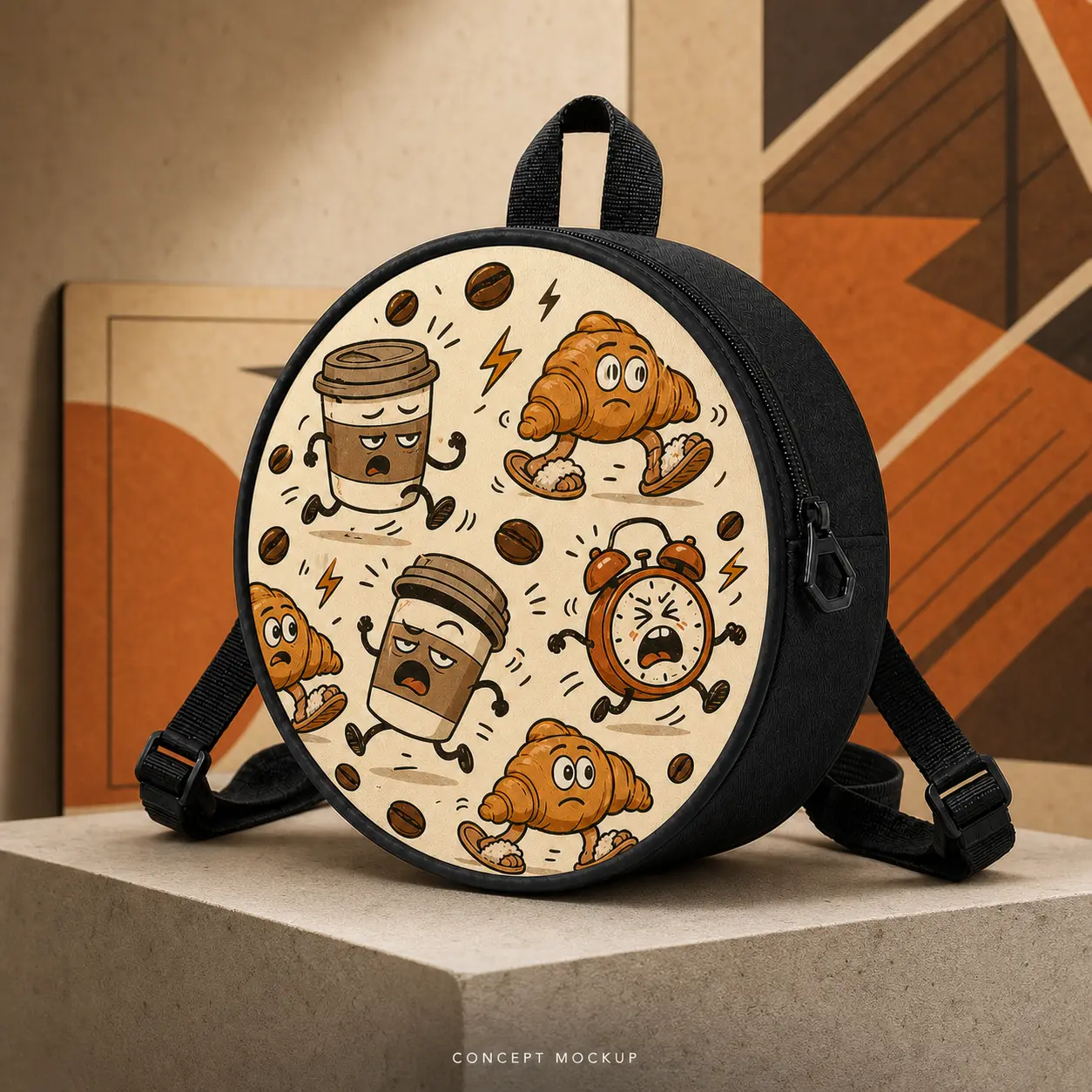Cute Mini Round Backpack for Women Girls, Aesthetic Small Backpack Purse with Unique Cartoon Pattern Design, Lightweight Travel Daypack, Fashion Shoulder Bag for School Shopping Dating Daily Outfit, Kawaii Backpack Gift for Teens, Stylish Casual Backpack