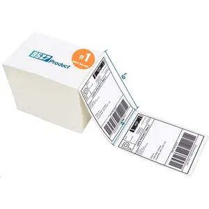9527 Product Fanfold 4 x 6 Direct Thermal Labels White Perforated Shipping Labels, 500pcs per Stack,1 Stack