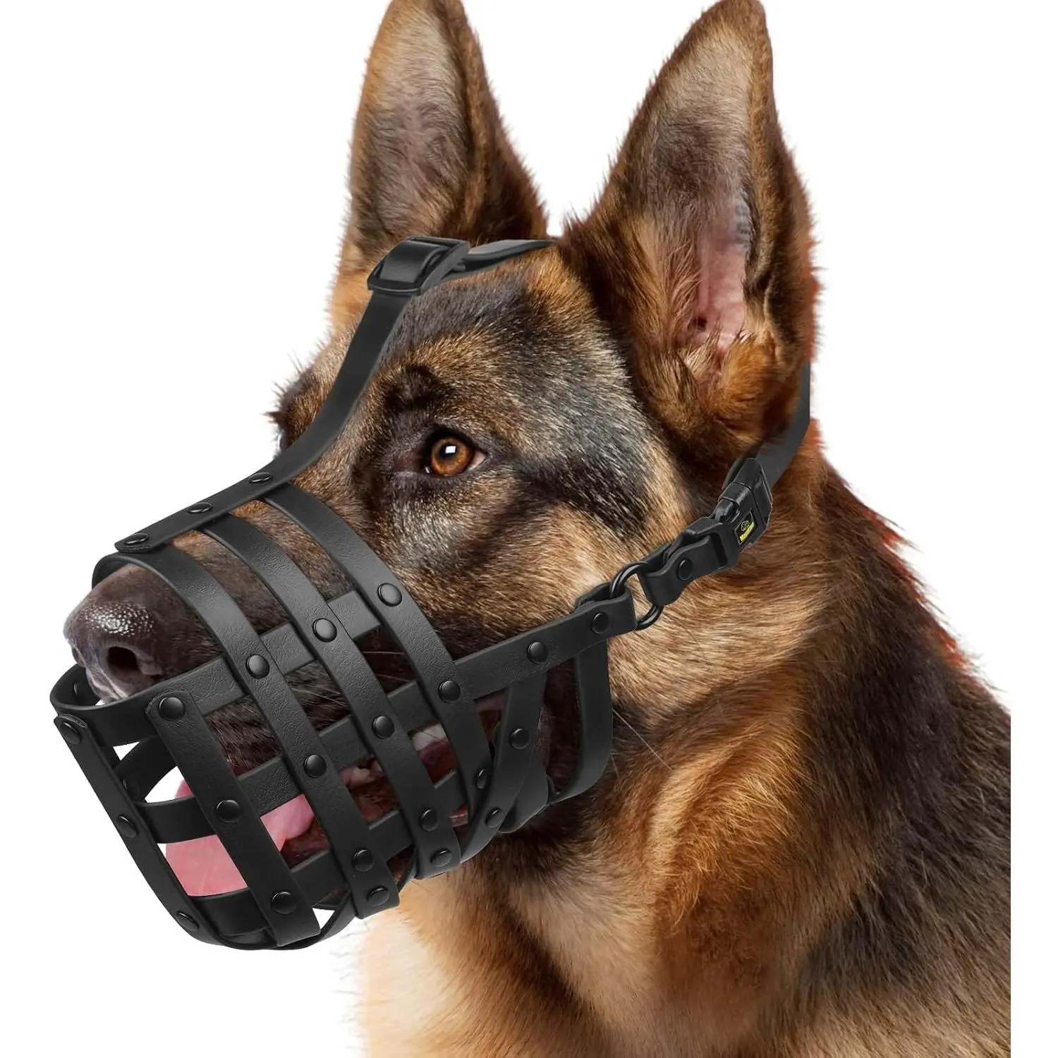 Humane Basket Dog Muzzle for Medium-Large Dogs, Soft, Lightweight & Adjustable, Anti-Bite & Easy Breathing, Suits Training & Vet Visits, Allows Drinking & Panting (Black, L)