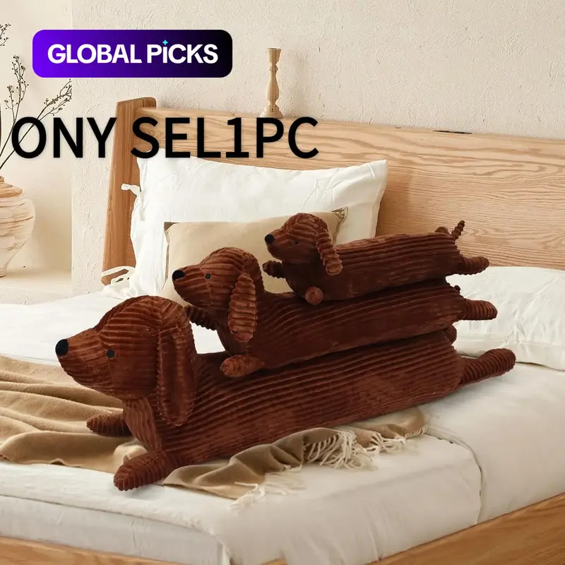 Cute Dog Design Stuffed Toy, Long Dog Body Pillow, Soft & Durable Throw Pillow, Cuddly Stuffed Animal Gift for Dog Lovers & Home Decoration, Cute Stuffed Animals #GLOBAL PICKS