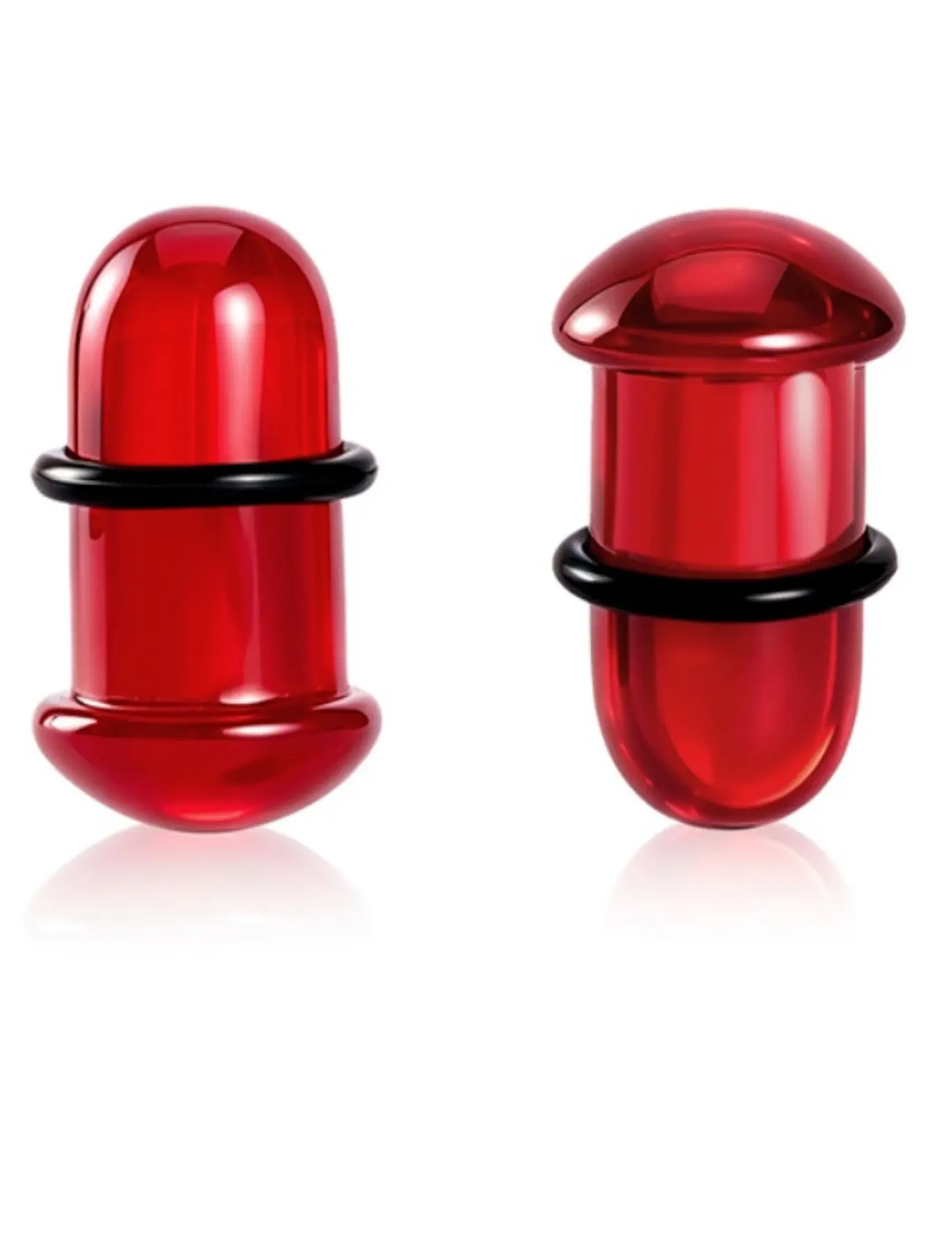 vanku 2pcs red Glass Ear Gauges Stretching Kit, 1.2-10mm Short Taper Expander, Casual Daily Wear, Fashionable, Plain Design, Body Piercing Jewelry