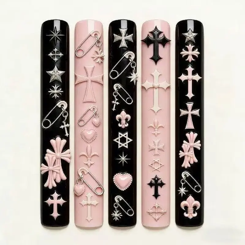 New Cross Floral Nail Silicone Mold Collection, High Transparent 3D Stereo Nail Charm Mould, DIY Handmade Nail Art Decor Making Tool for UV Gel & Acrylic