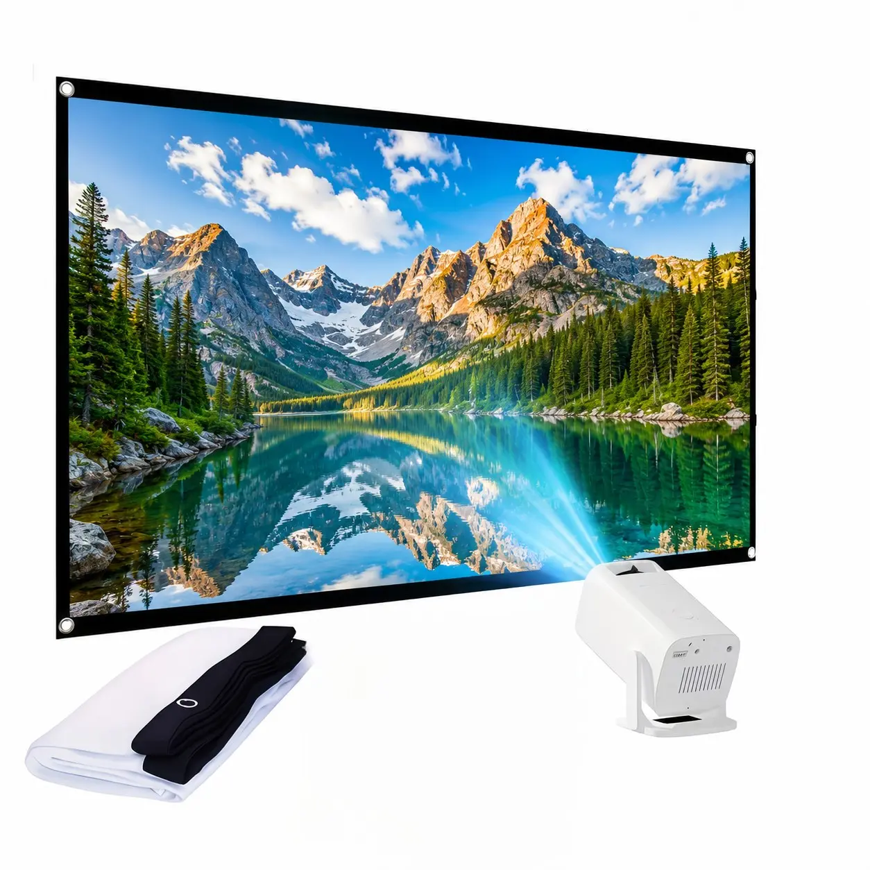 Milk Silk Fold-Free Projector Screen, Ironable, Natural Drying, Home Bedroom Outdoor Camping Portable High-Definition Soft Screen, Seamless Viewing