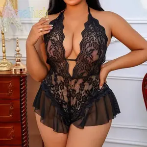 Women’s Hollow‑Out Lace Suspender Bodysuit, Sheer Lingerie One‑Piece, Sexy Adjustable‑Strap Intimate Apparel for Nightwear, Boudoir Photoshoots & Daily Lounge‑Wear