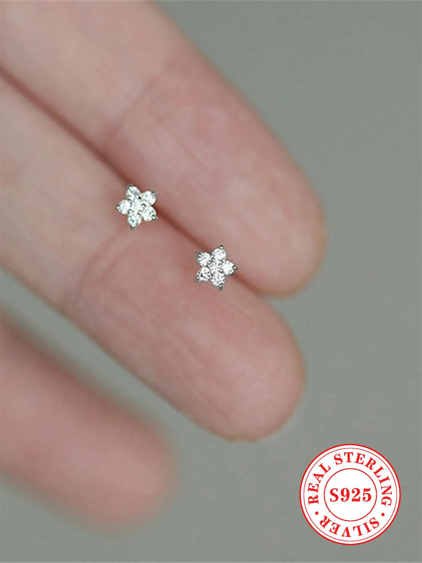 1 Pair Pretty 925 Sterling Silver Cubic Zirconia Stud Earrings Wedding Anniversary Ear Jewelry for Women Gift Fine Jewelry