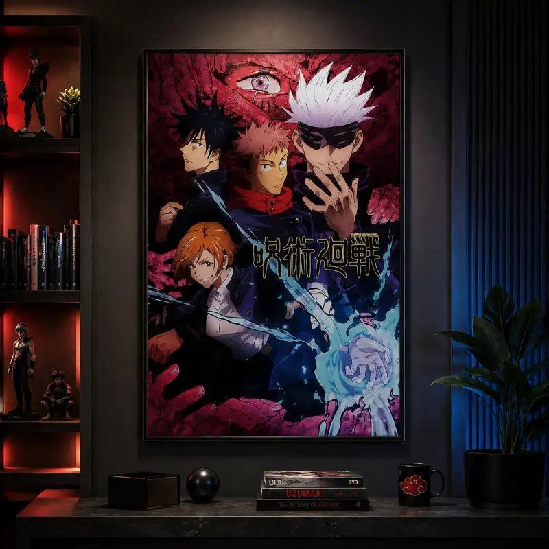 Jujutsu Kaisen Poster, High-Quality Anime Art Print Featuring Key Characters and Dynamic Action Scenes, Canvas Poster Wall Decor, Anime Wall Art, Bedroom Canvas Poster, Room Decor