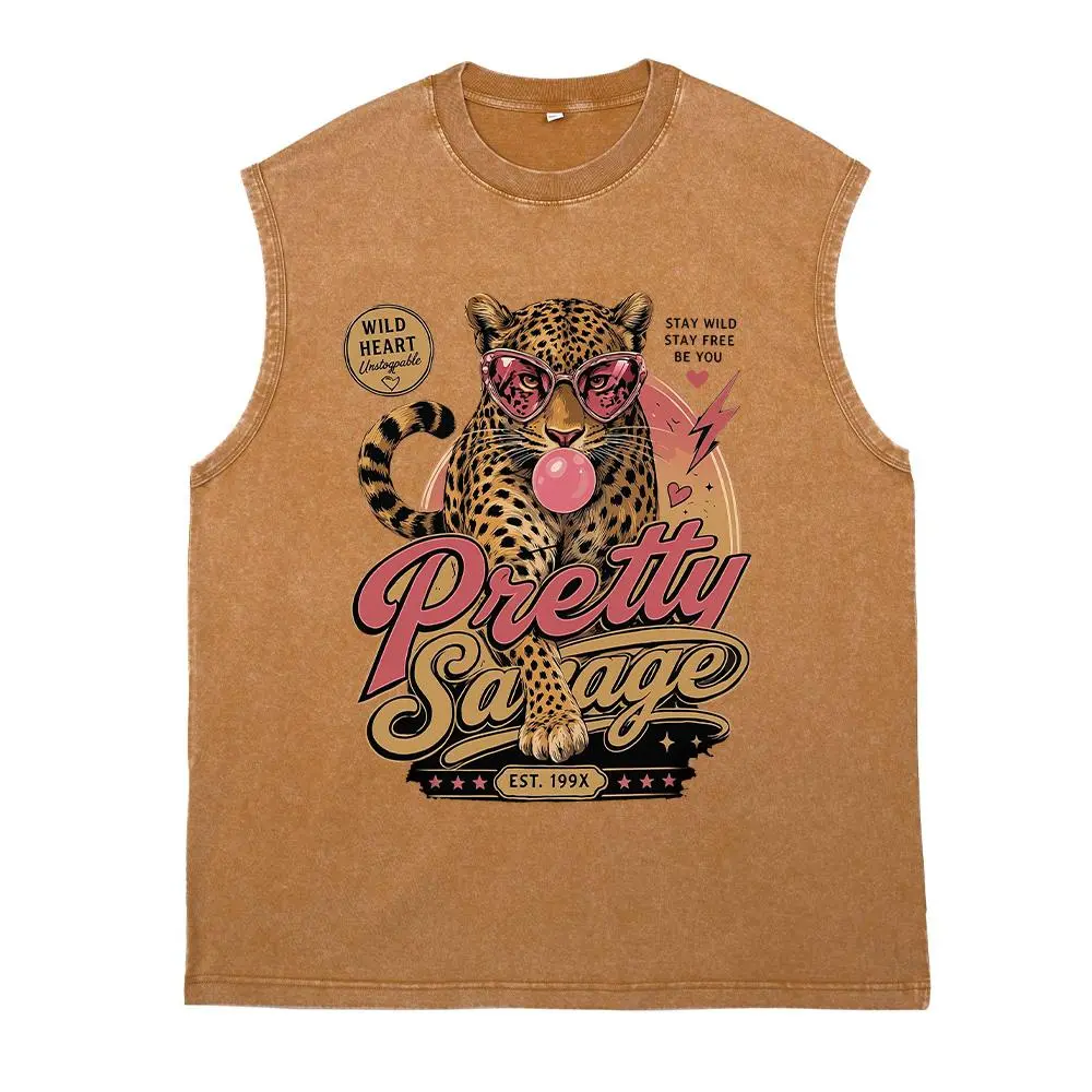 Men's Washed Leopard Print Graphic Tee, Vintage 90s Streetwear Clothing with Retro "Wild Heart" Bubblegum Motif, Casual, Fashion Apparel, Tshirt, Menswear, Vintage 90S Clothes, Crew Neck, Casual Wear, Fitted