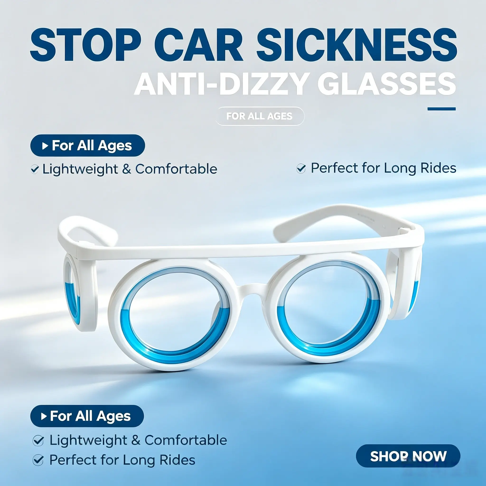New Trendy Anti-Sickness Glasses for Adults and Kids, 3D Motion Sickness Relief, Brain Refreshing, Sleep Aid, Car Boat Plane Use
