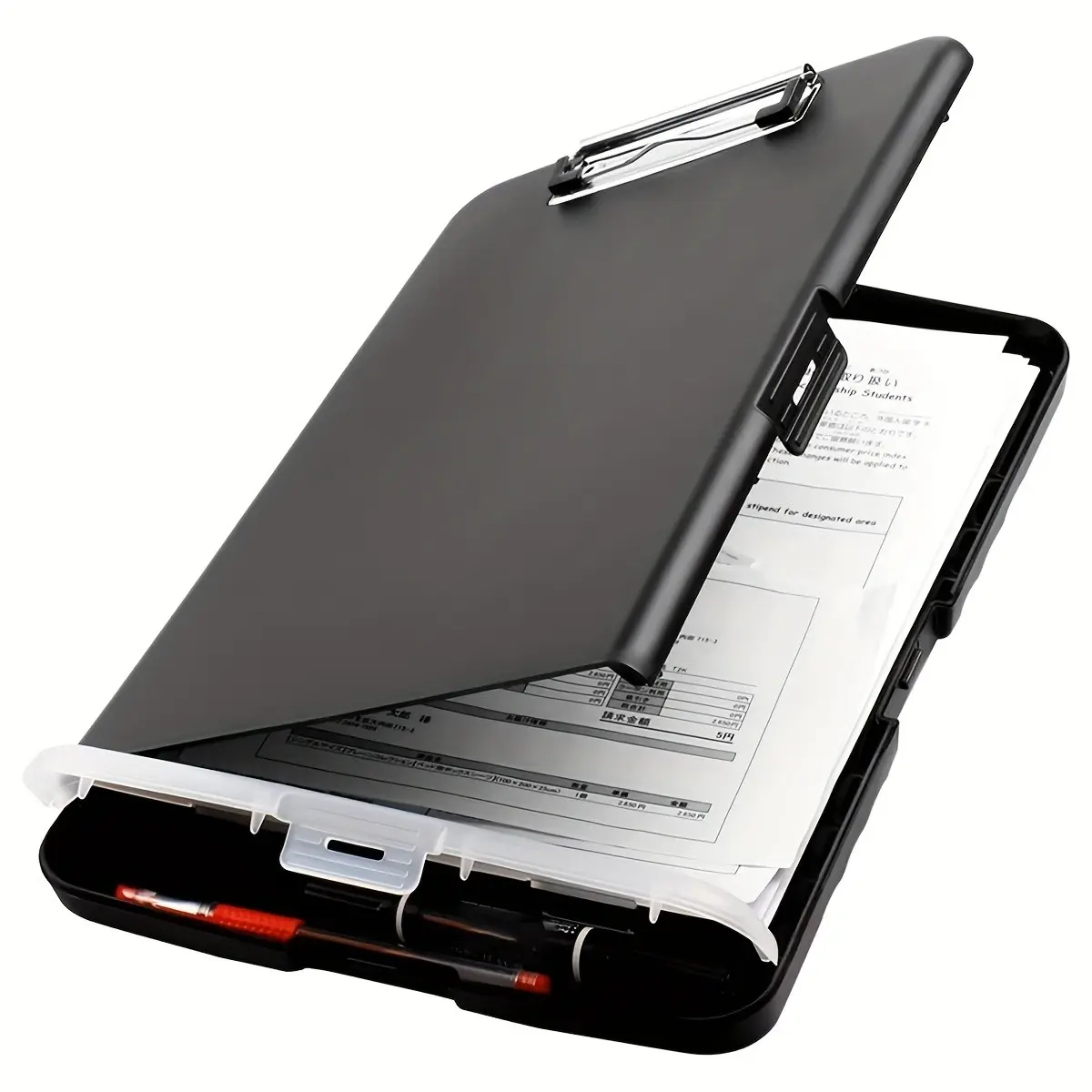 Large A4 Waterproof File Box with Pen Holder, File Holder for Desk, Desktop Plastic File Organizer, Files Organizer, Writing Board Storage, Storage File Boxes, Office Supplies Essential