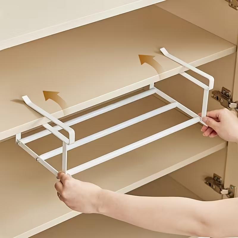 Multifunctional Shoe Storage Rack, Adjustable Hanging Organizer, Under Cabinet Layered Storage, Space Saving Closet Organizer Retractable Installation