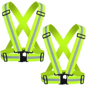 Reflective Safety Vest 2 Pack for Men Women, Solid Polyester High Visibility Gear for Running and Fitness, Adjustable Elastic Straps, Father's Day Gift
