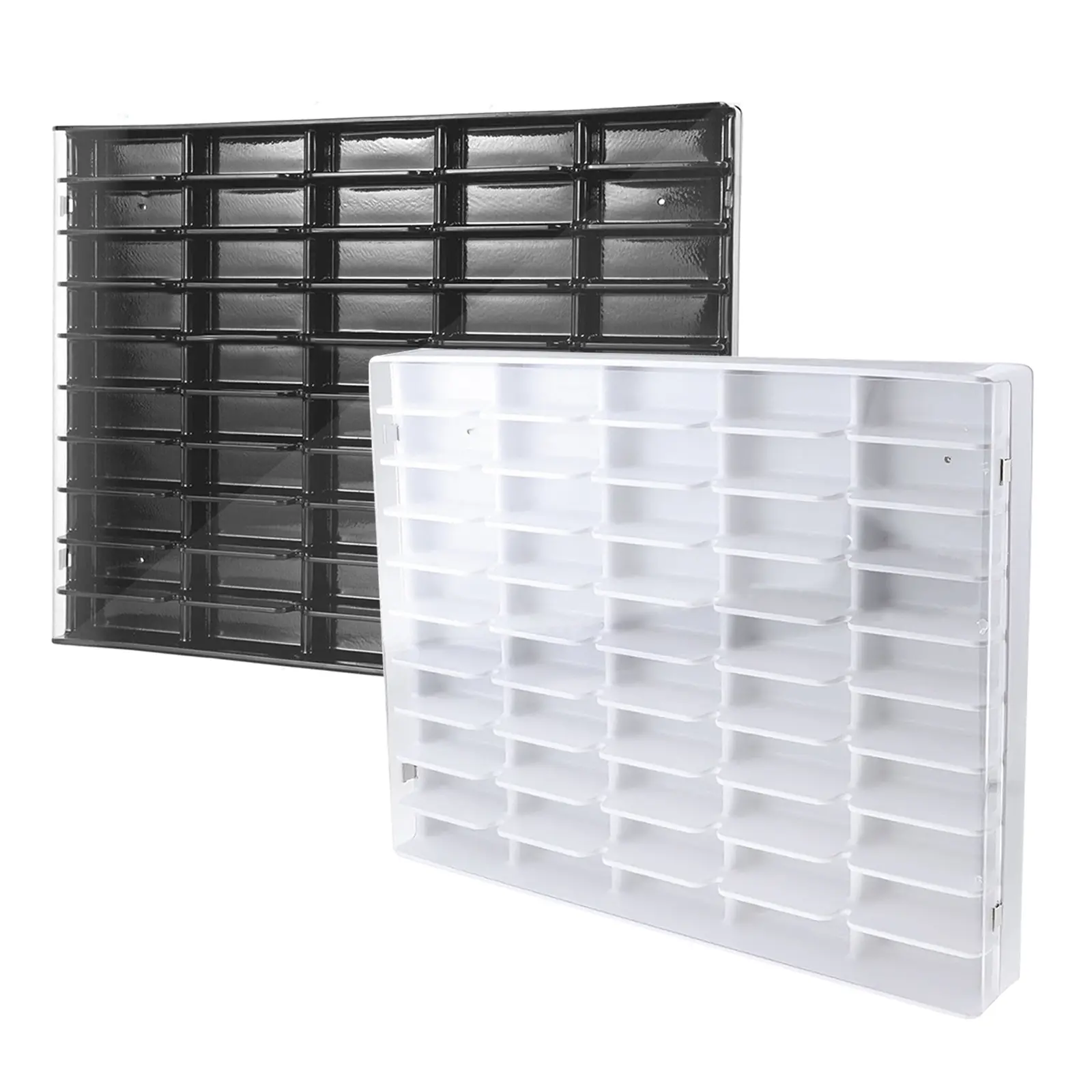 50-Grid Wall Mount Display Case Organiser for 1/64 Scale Diecast Toy Cars - Acrylic Front Magnetic Closure Chipboard Acrylic Stand Shelving & Storage, Multi-Layer Space-Saving Easy-Install Decor Gift