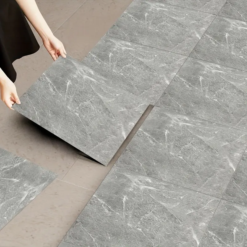 52 Pieces PVC Peel and Stick Floor Tiles, Durable Home Flooring, Marble Effect Coating, 30cmx30cm Adhesive Wall Stickers, Kitchen & Living Room Renovation, Imitation Marble Tile
