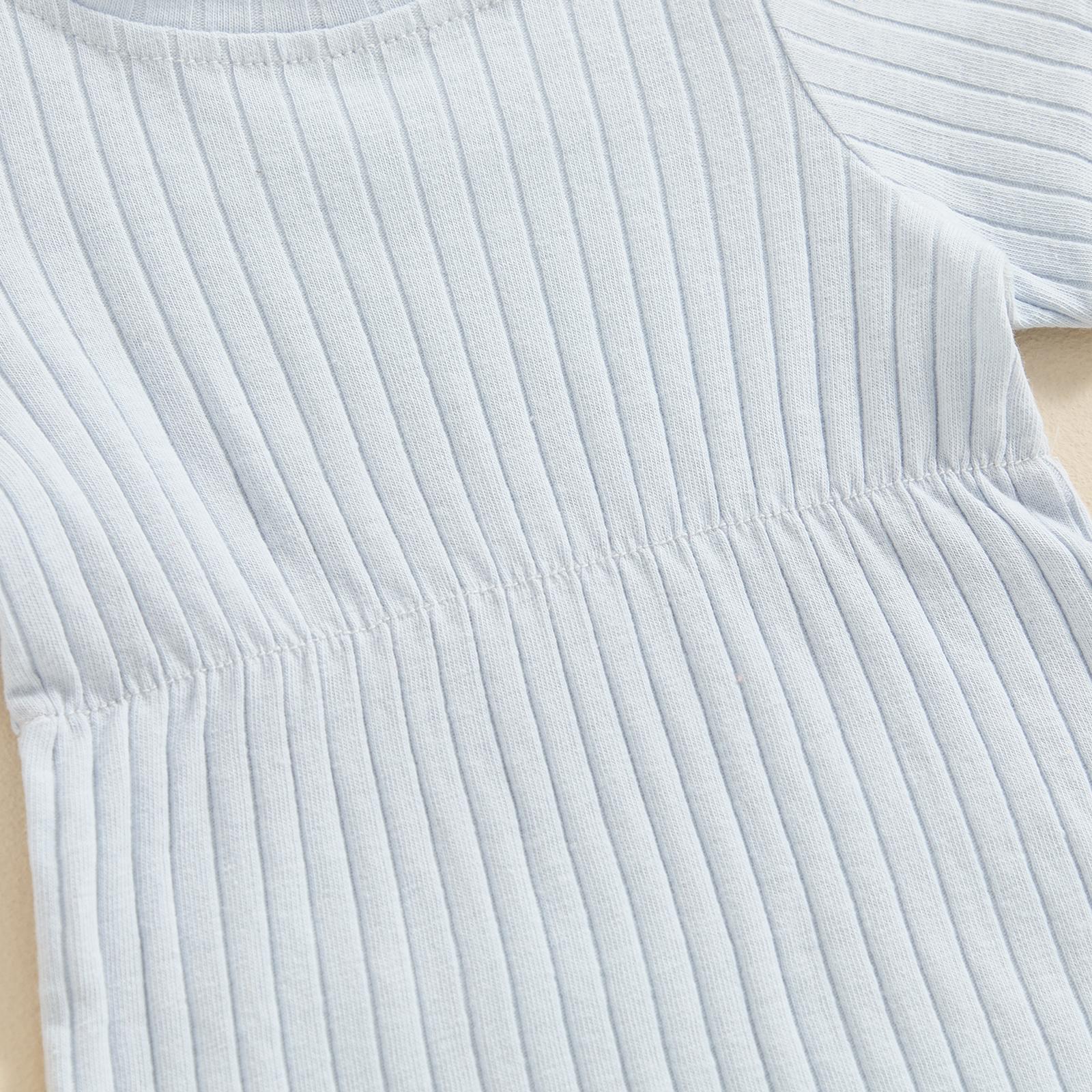 Baby Girl Summer Clothes Ribbed Short Sleeve Romper Solid Color Bodysuits Bow Headband Outfit Newborn Girl Jumpsuit