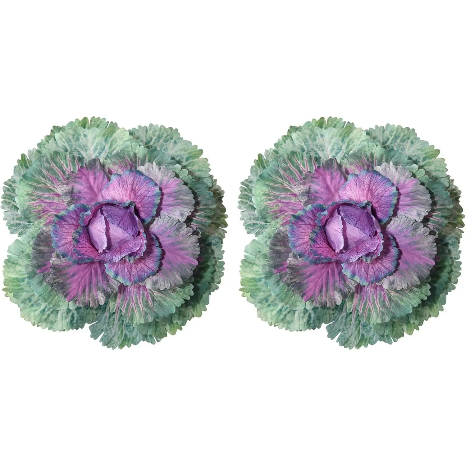 2PCS Realistic Look Faux Cabbage Artificial Vegetables - UV Resistant Decorative Outdoor Decor Props for Home Yard, Green