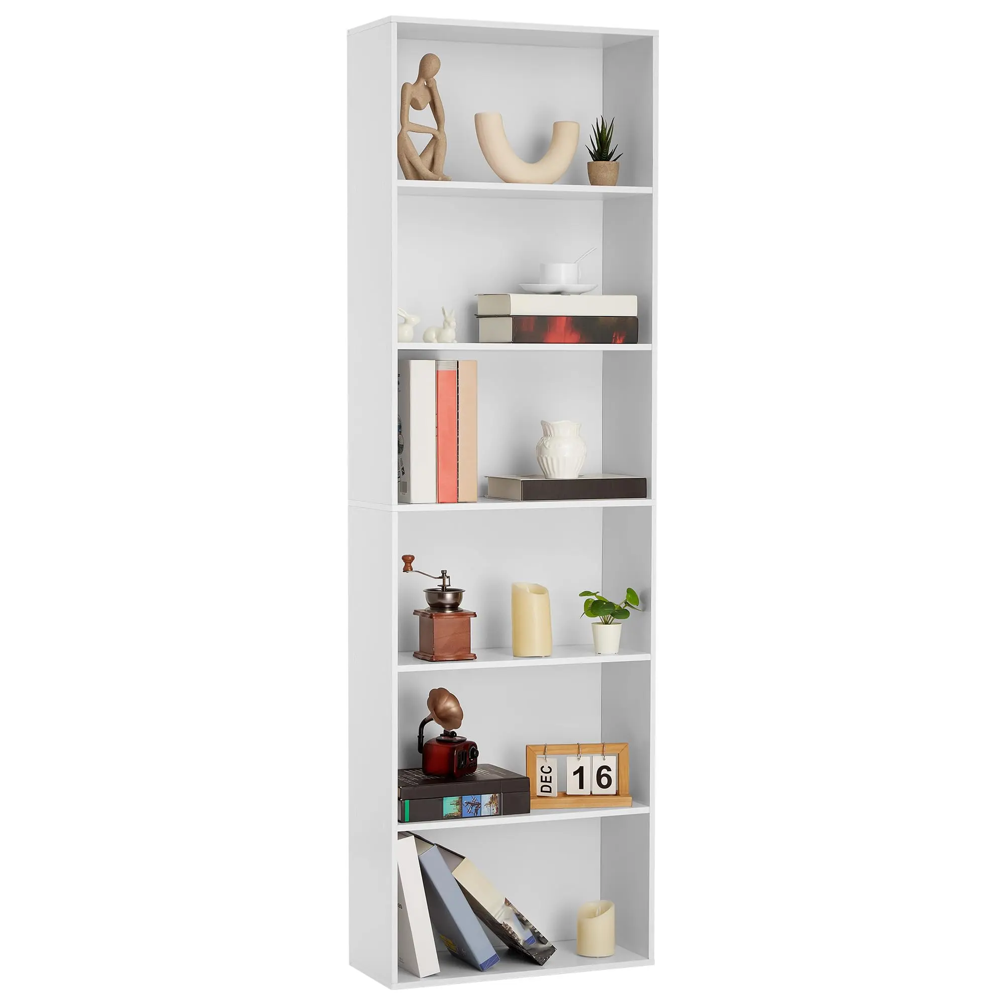 GARVEE Shelf with 6 Tall Shelves, Solid Wood Shelf with Rustic Industrial Style for Home Office, Durable 6-Tier Storage Organizer for Living Room, Bedroom