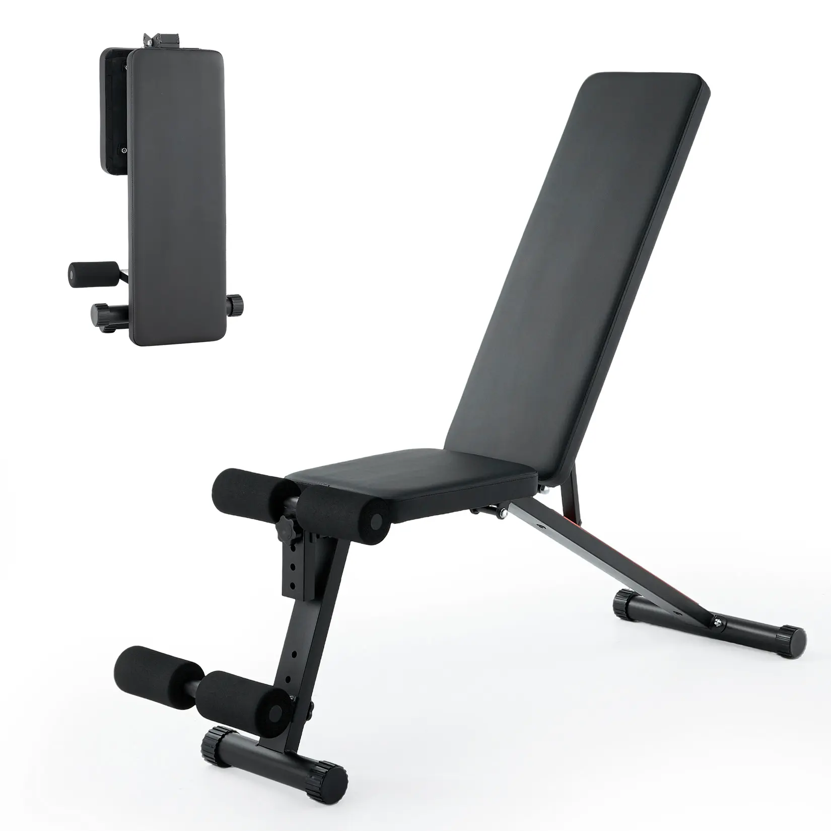 Adjustable Weight Bench, Foldable 4-Position Flat/Incline/Decline Workout Bench & All-in-One Home Gym Training Station, Multi-Style & Weight Capacity Optional for Strength Training