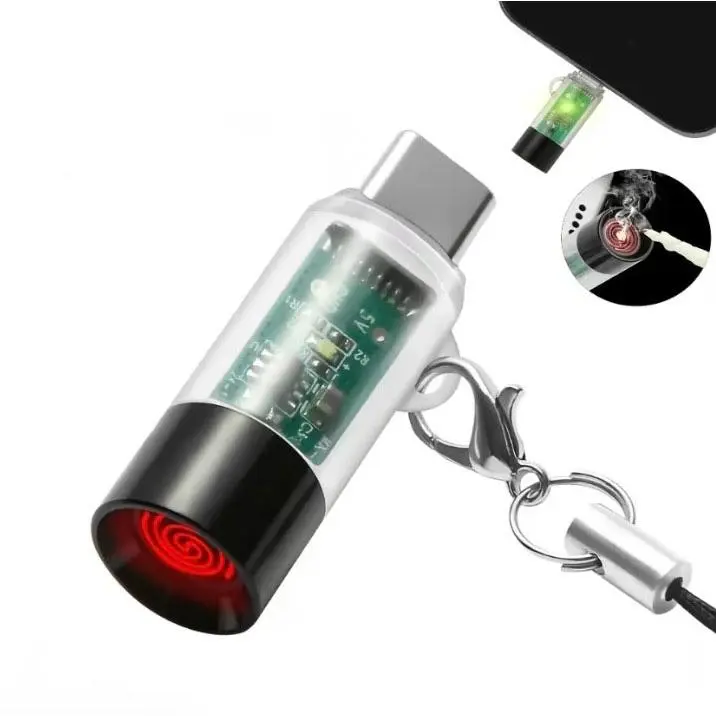 Transparent USB-C Electronic Lighter Accessory (1-2PCS) - Windproof, Waterproof, Lightweight Mini Igniter for Power Bank/Phone, Plug & Play, 10s Auto Shutoff, No Built-in Battery, Safe Mini Gadgets for Purse, Purse Stuffers, Camping