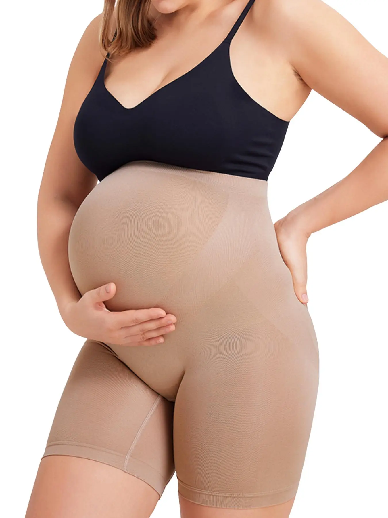 Two-Piece Seamless Prenatal Shapewear, Prenatal Underwear, Maternity Undies, Lightweight Breathable Maternity Support for Early Mid Late Pregnancy, Anti-Thigh Friction