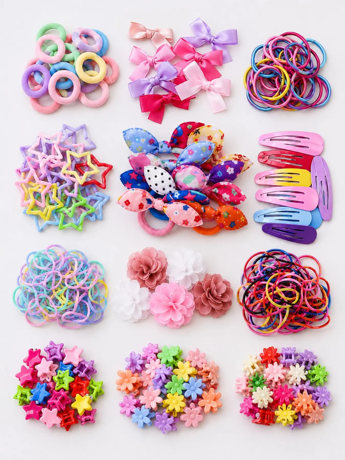 Girls Fashion Hair Accessories Set, Bows, Flower & Star Clips, Hair Ties & Barrettes, Cute Princess Styles, Daily Wear & Gifts, Hair Accessory Set