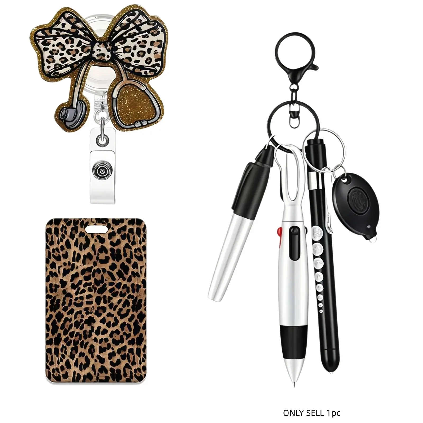 Nurse ID Badge Holder with Card Case, Retractable Nursing Badge Reel with Rotating Clip, Medical Assistant Badge Accessories, Teacher Office Wear