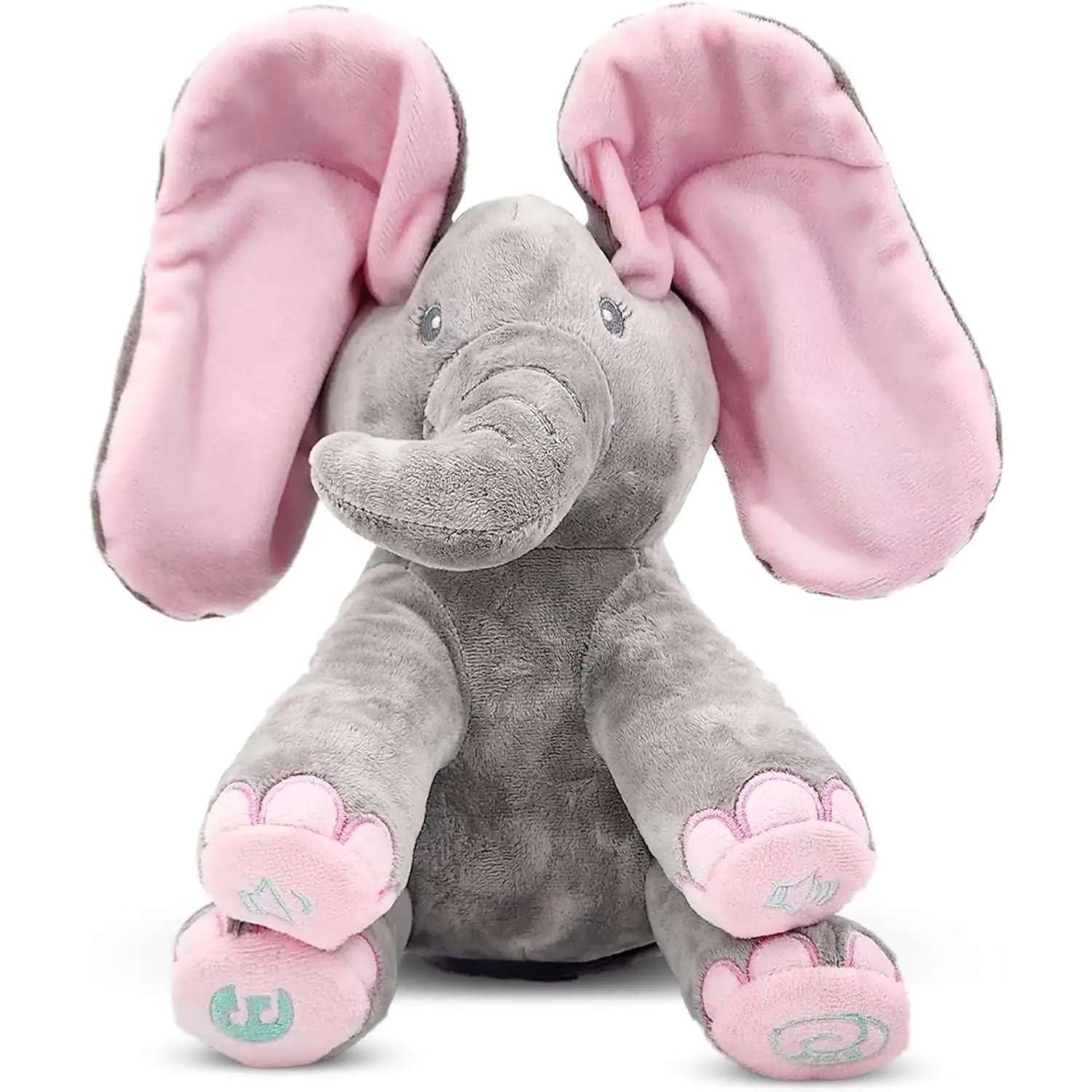 Kaia Peek A Boo Elephant Toy, Interactive Singing Stuffed Animal Plush with Moving Ears, Musical Stuffed Animal for Babies and Toddlers, Adorable Elephant Baby Toy
