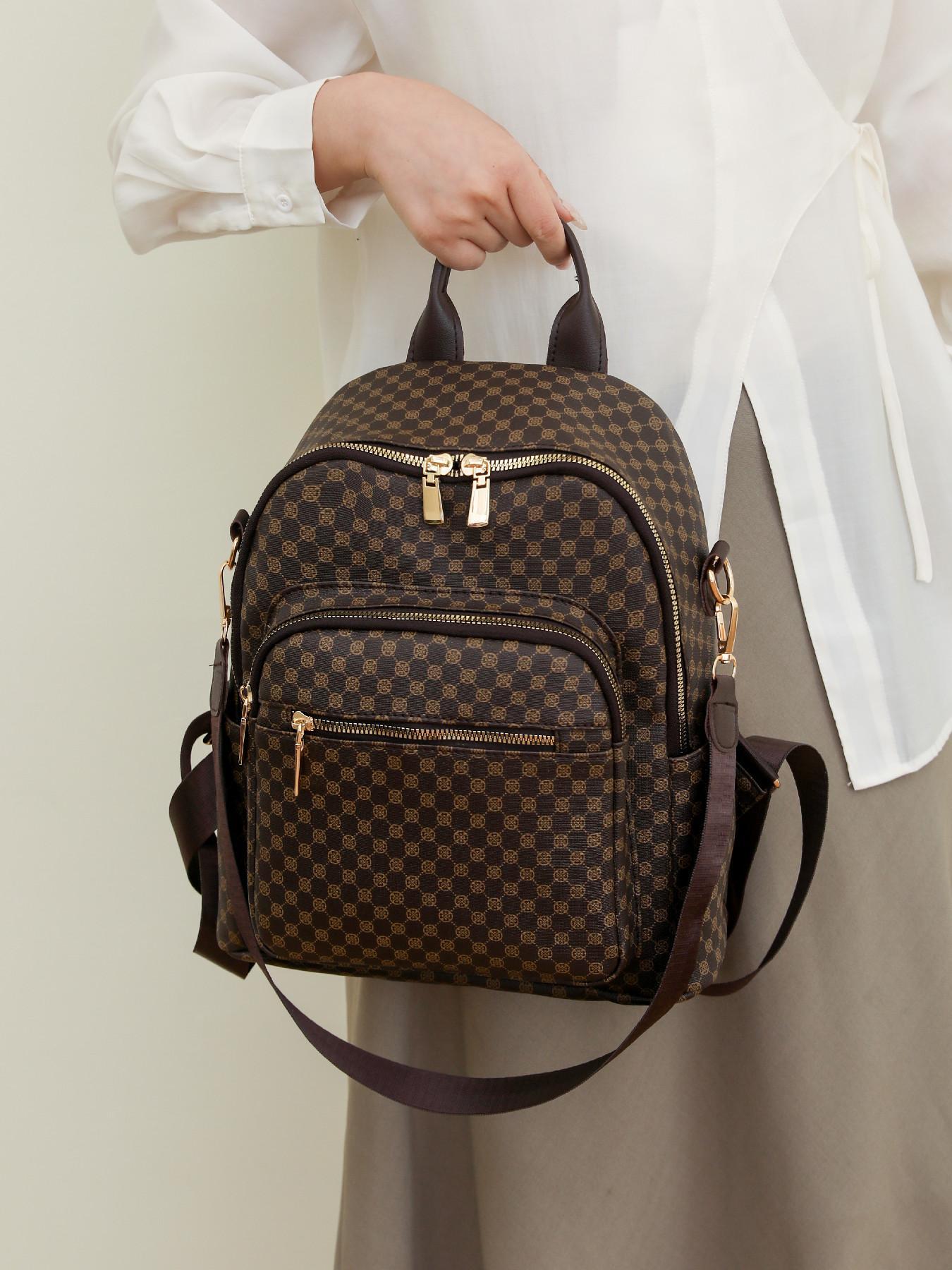 Fashion Simple Durable PU Leather Backpack – Casual Versatile Zipper School Bag, Trendy High-Quality Daily Commuting & Everyday Use Backpack