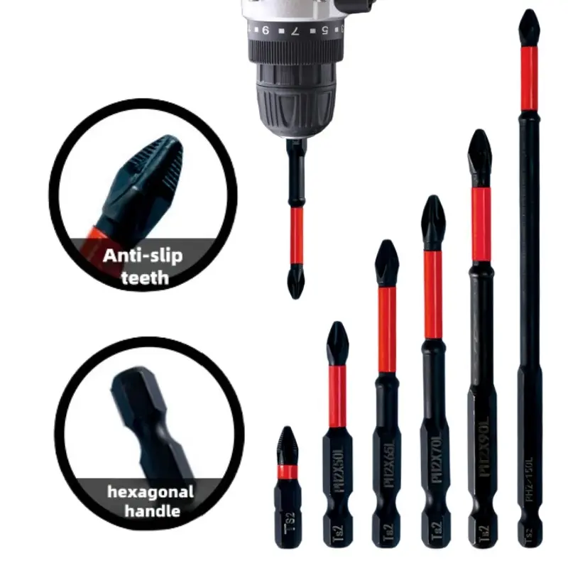 Magnetic Phillips Screwdriver Bit Set, High Hardness Anti-slip Handle Screwdriver Head Kit, Assembly & Disassembly Tool for Electric & Manual Drill